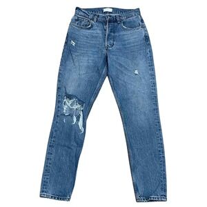 Boyish The Billy Jeans Women's 26 Blue Distressed High Rise Button Fly Denim
